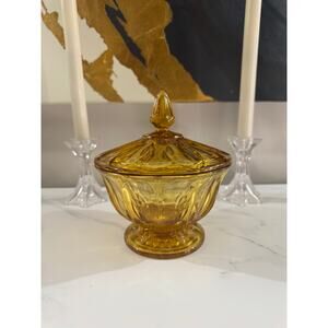 Amber Anchor Hocking Fairfield Lidded Candy Dish